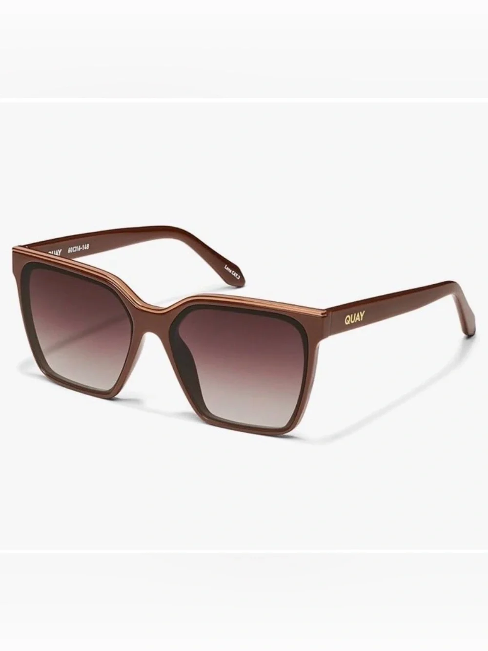 Quay Australia Level Up Chocolate Brown Gradient Oversized Square Sunglasses